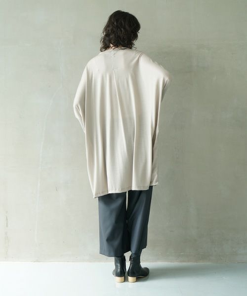 Mochi.モチ.dolman long knit cardigan [grey beige]