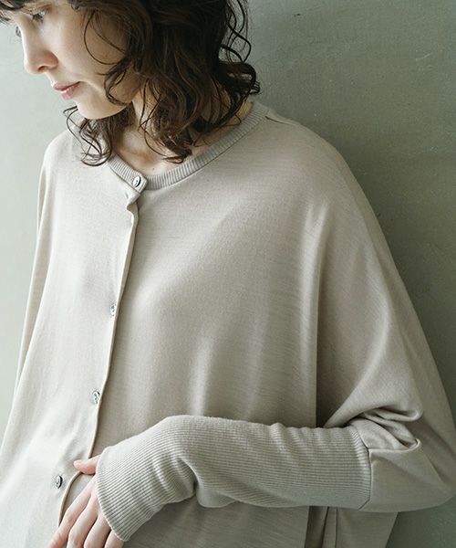 Mochi.モチ.dolman long knit cardigan [grey beige]