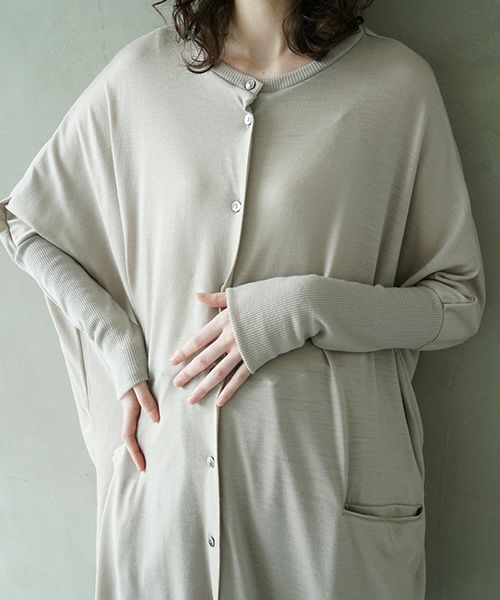 Mochi.モチ.dolman long knit cardigan [grey beige]