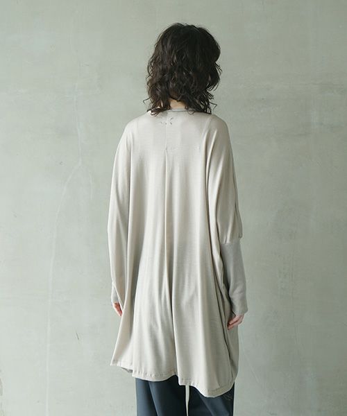 Mochi.モチ.dolman long knit cardigan [grey beige]
