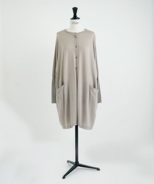 Mochi.モチ.dolman long knit cardigan [grey beige]