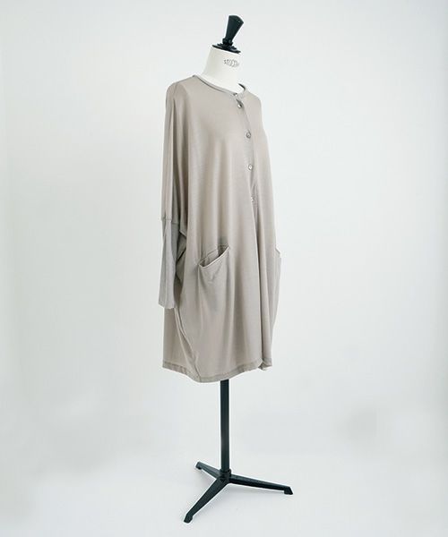 Mochi.モチ.dolman long knit cardigan [grey beige]