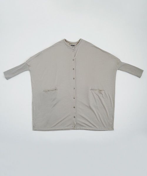 Mochi.モチ.dolman long knit cardigan [grey beige]