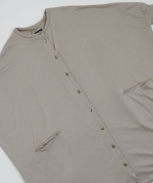 Mochi.モチ.dolman long knit cardigan [grey beige]