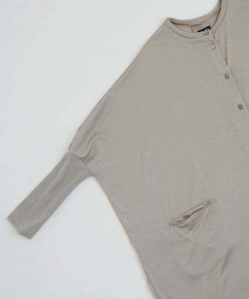 Mochi.モチ.dolman long knit cardigan [grey beige]