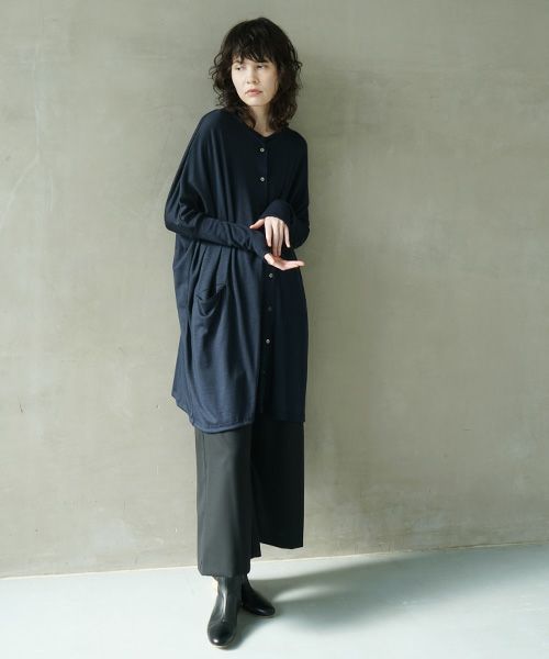 Mochi.モチ.dolman long knit cardigan [navy]