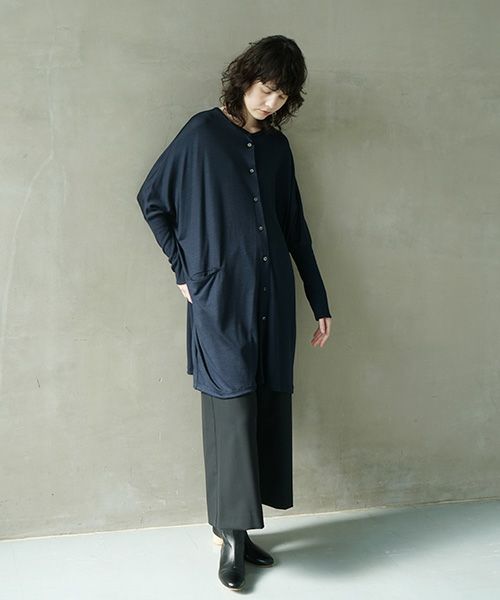 Mochi.モチ.dolman long knit cardigan [navy]