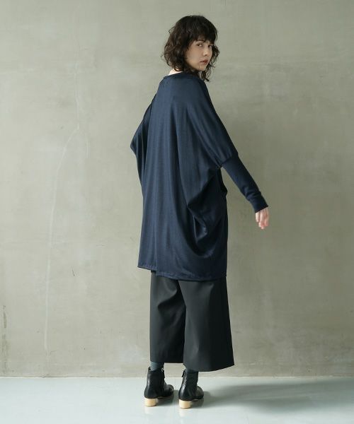 Mochi.モチ.dolman long knit cardigan [navy]