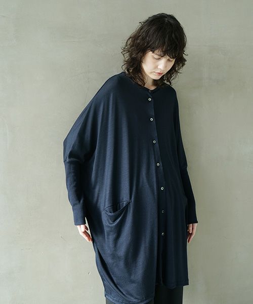 Mochi.モチ.dolman long knit cardigan [navy]