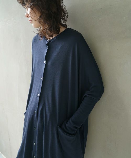 Mochi.モチ.dolman long knit cardigan [navy]