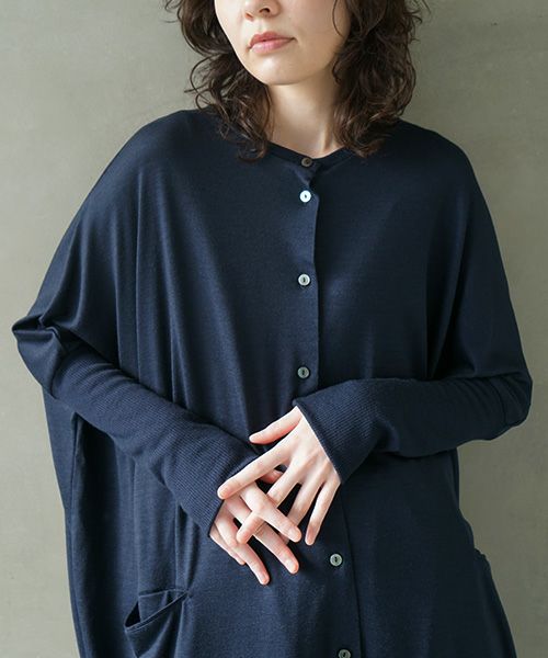 Mochi.モチ.dolman long knit cardigan [navy]