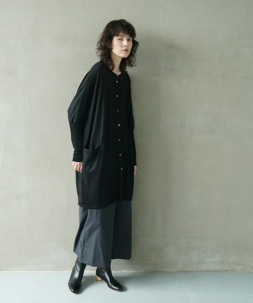Mochi.モチ.dolman long knit cardigan [black]