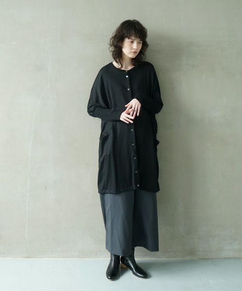 Mochi.モチ.dolman long knit cardigan [black]