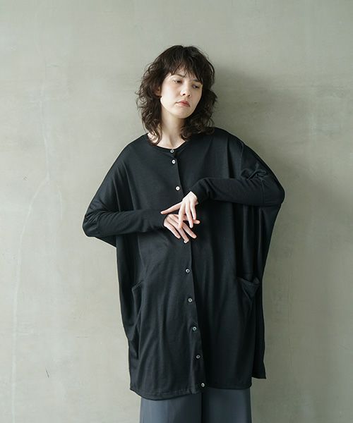 Mochi.モチ.dolman long knit cardigan [black]