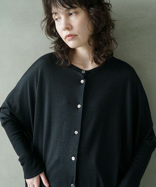 Mochi.モチ.dolman long knit cardigan [black]