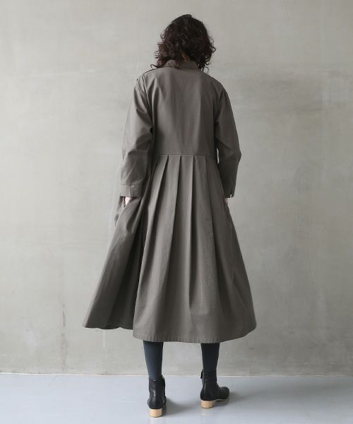 Mochi.モチ.hight neck tuck dress [dark moss green]