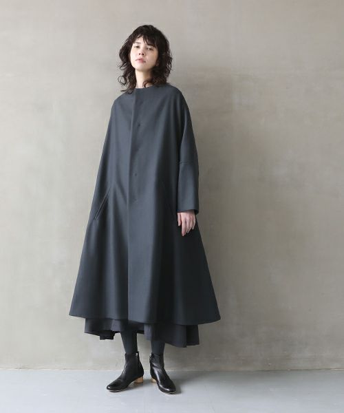Mochi モチ stand fall collar coat [ma21-co-02/black]