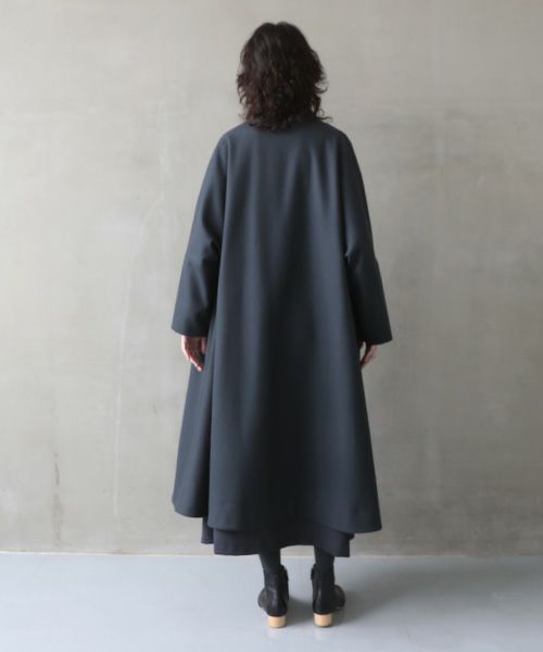 Mochi.モチ.no collar coat [dark moss grey]