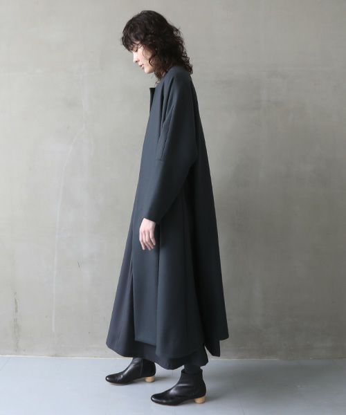 Mochi.モチ.no collar coat [dark moss grey]