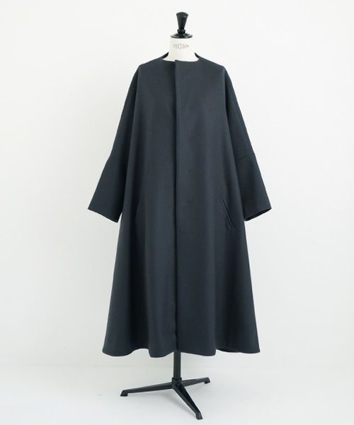 Mochi.モチ.no collar coat [dark moss grey]