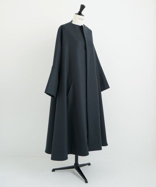 Mochi.モチ.no collar coat [dark moss grey]