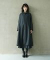 Mochi.モチ.stand fall collar coat [dark moss grey]