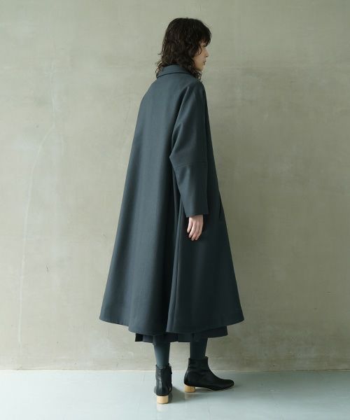 Mochi.モチ.stand fall collar coat [dark moss grey]