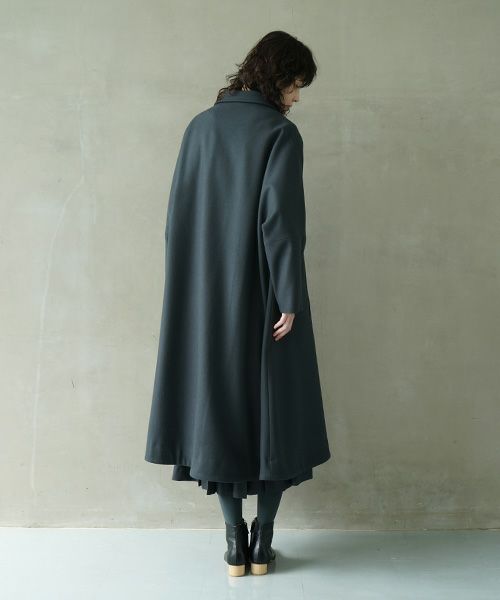 Mochi.モチ.stand fall collar coat [dark moss grey]