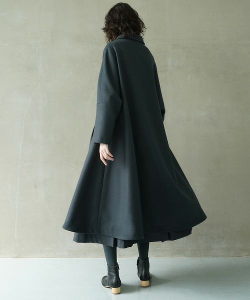 Mochi.モチ.stand fall collar coat [dark moss grey]