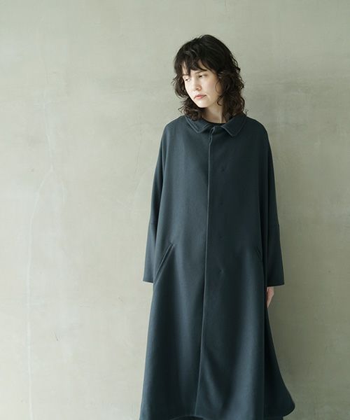 Mochi.モチ.stand fall collar coat [dark moss grey]