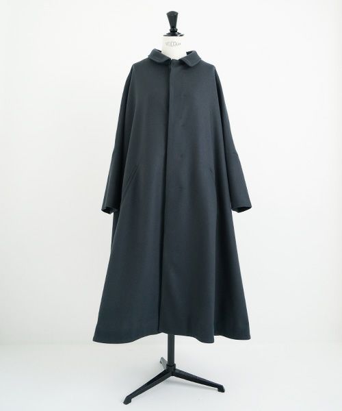 Mochi.モチ.stand fall collar coat [dark moss grey]