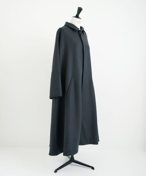 Mochi.モチ.stand fall collar coat [dark moss grey]