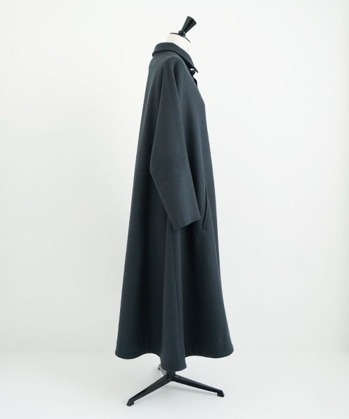 Mochi.モチ.stand fall collar coat [dark moss grey]