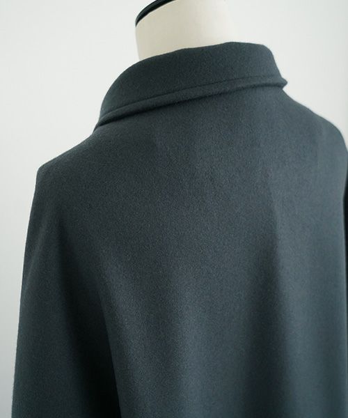 Mochi.モチ.stand fall collar coat [dark moss grey]