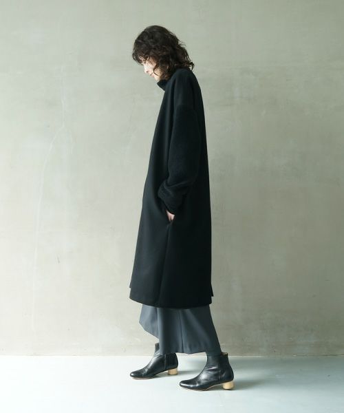 Mochi.モチ.v-neck no collar coat [black]
