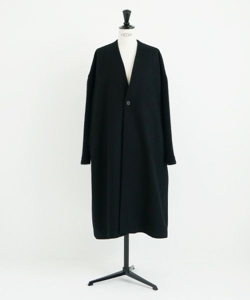 Mochi.モチ.v-neck no collar coat [black]