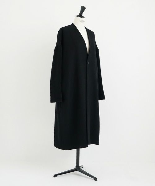 Mochi.モチ.v-neck no collar coat [black]