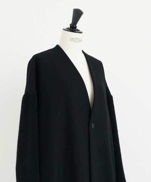 Mochi.モチ.v-neck no collar coat [black]