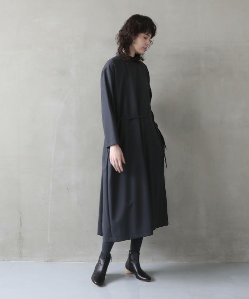 Mochi.モチ.high neck dress [dark moss grey]