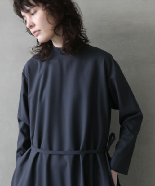 Mochi.モチ.high neck dress [dark moss grey]