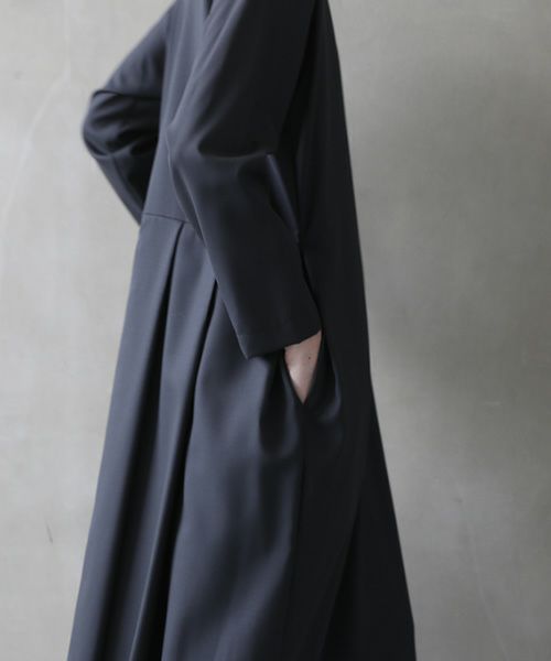 Mochi.モチ.high neck dress [dark moss grey]