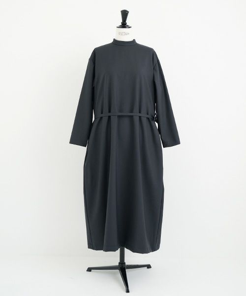Mochi.モチ.high neck dress [dark moss grey]