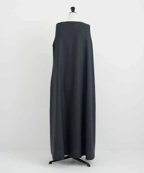 Mochi.モチ.v-neck dress [dark moss grey]