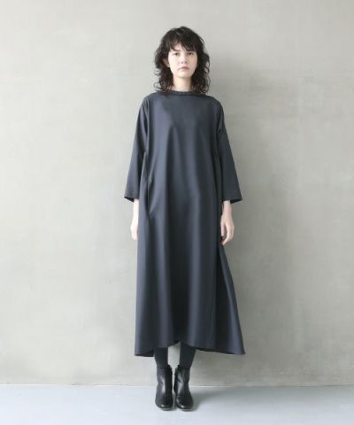 Mochi.モチ.trapeze dress  [dark moss grey]