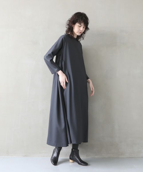 Mochi.モチ.trapeze dress  [dark moss grey]