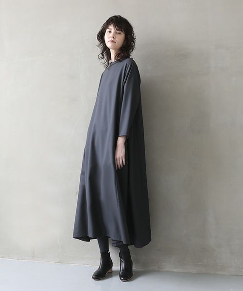 Mochi.モチ.trapeze dress  [dark moss grey]