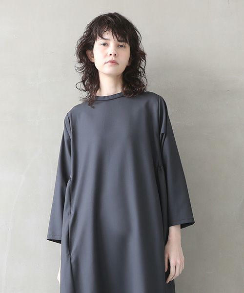 Mochi.モチ.trapeze dress  [dark moss grey]