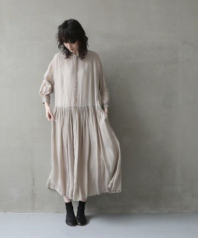 suzuki takayuki doropped-torso dress [A241-16/frost grey]