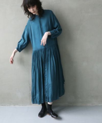 suzuki takayuki doropped-torso dress [A241-16/brine blue]