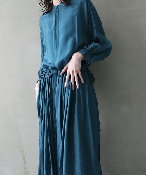 suzuki takayuki.スズキタカユキ.doropped-torso dress [A241-16/brine blue]